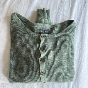 GAP Sage Green Half Button Soft Sweater size M